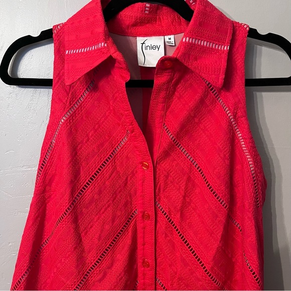 Finley Shelly Eyelet Sleeveless Dress w/ Mesh Slip & Button-Back - Picture 4 of 6